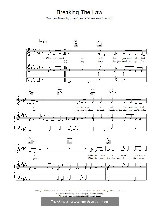 Breaking the Law: For voice and piano (or guitar) by Ben Harrison, Emeli Sandé