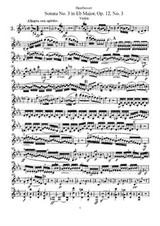 Three Sonatas for Violin and Piano, Op.12: Sonata No.3 – solo part by Ludwig van Beethoven