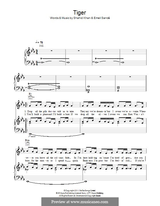 Tiger: For voice and piano (or guitar) by Emeli Sandé
