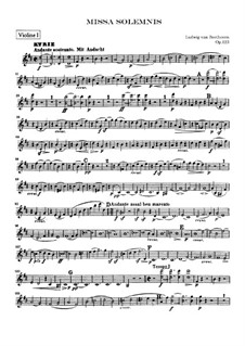 Missa Solemnis, Op.123: Violin I part by Ludwig van Beethoven