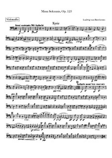 Missa Solemnis, Op.123: Cello part by Ludwig van Beethoven