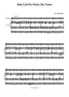 Holy God, We Praise Thy Name: For recorder and organ by folklore