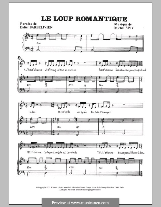 Le loup romantique: For voice and piano by Michel Cywie