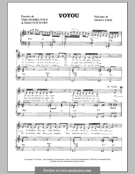 Voyou by M. Cywie - sheet music on MusicaNeo