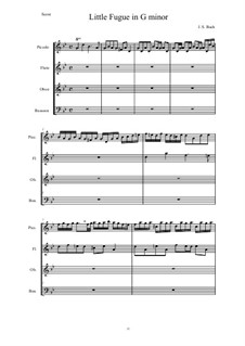 Fugue in G Minor 'Little', BWV 578: For woodwind quartet by Johann Sebastian Bach