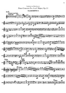 Concerto for Piano and Orchestra No.1, Op.15: Clarinets I, II parts by Ludwig van Beethoven