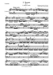 Sonata for Violin and Piano in D Major, K.7: Piano (or harpsihord) part by Wolfgang Amadeus Mozart