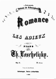 Les adieux, Op.14: For a single performer by Theodor Leschetizky