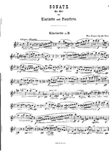Two Sonatas for Clarinet (or Viola) and Piano, Op.49: Sonata No.1 in A Flat Major by Max Reger