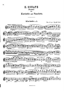 Two Sonatas for Clarinet (or Viola) and Piano, Op.49: Sonata No.2 in F Sharp Minor by Max Reger