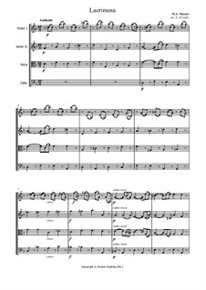 Lacrimosa: For string quartet – parts by Wolfgang Amadeus Mozart