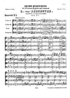 Quartet No.1 in F Major: Full score by Ludwig van Beethoven