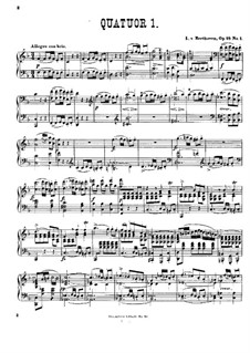 Quartet No.1 in F Major: Version for piano by Ludwig van Beethoven