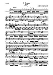 Sonata for Violin and Piano No.3 in B Flat Major, K.8: Piano (or harpsihord) part by Wolfgang Amadeus Mozart