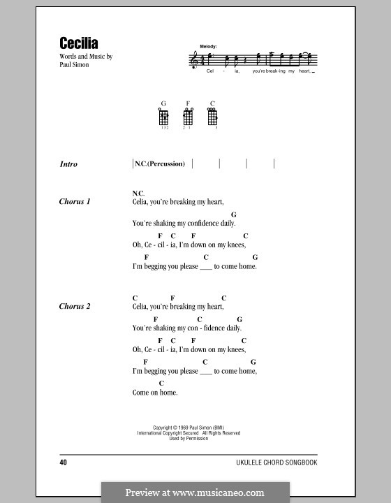 Cecilia (Simon & Garfunkel): For ukulele by Paul Simon