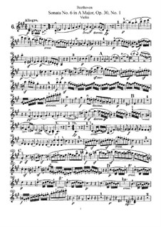 Sonata for Violin and Piano No.6, Op.30 No.1: Solo part by Ludwig van Beethoven