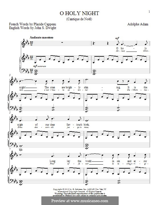 Vocal version (Printable scores): For voice and piano (E Flat Major) by Adolphe Adam