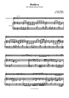 Hatikvah (With Hope): For trumpet in B and piano by folklore