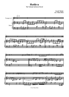 Hatikvah (With Hope): For trumpet in C and piano by folklore