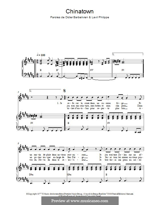 Chinatown by D. Barbelivien sheet music on MusicaNeo