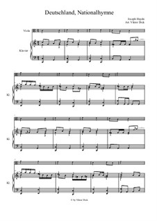 Austrian National Hymn, Hob.XXVIa/43: For viola and piano by Joseph Haydn