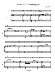 Austrian National Hymn, Hob.XXVIa/43: For oboe and piano by Joseph Haydn