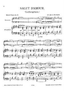 Salut d'amour (Love's Greeting), Op.12: For piano and harmonium by Edward Elgar