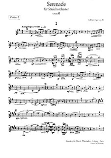 Serenade for String Orchestra, Op.20: Violins I part by Edward Elgar