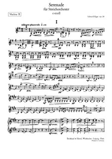 Serenade for String Orchestra, Op.20: Violins II part by Edward Elgar