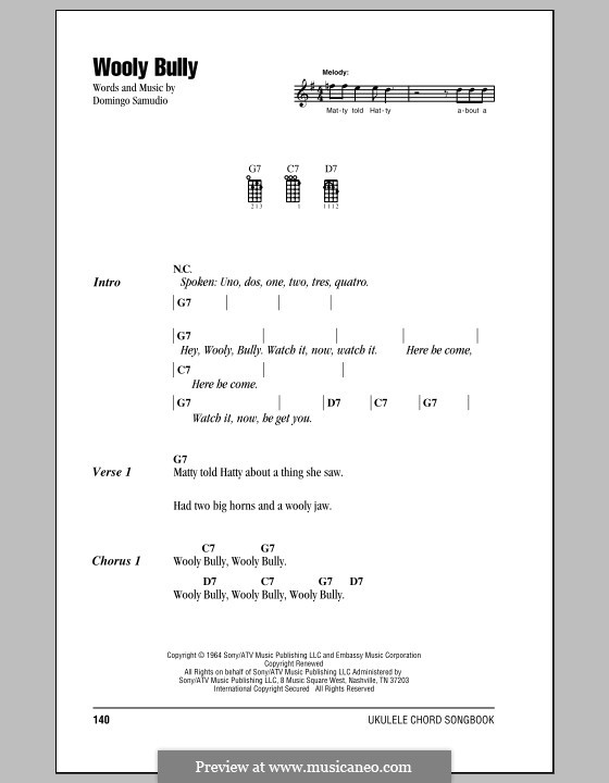 Wooly Bully (Sam the Sham & The Pharaohs): For ukulele by Domingo Samudio