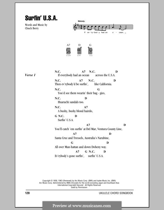 Surfin' U.S.A. (The Beach Boys): For ukulele by Chuck Berry