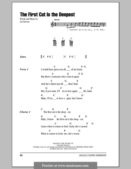 The First Cut Is the Deepest: For ukulele by Cat Stevens