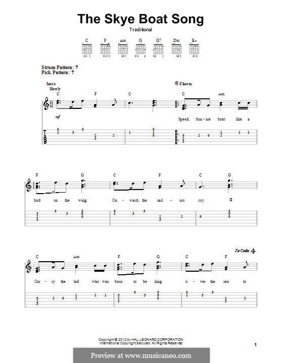 The Skye Boat Song: For guitar with tab by folklore