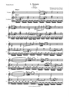 Sonata for Violin and Piano No.1 in C Major, K.6: Score by Wolfgang Amadeus Mozart
