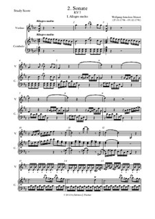 Sonata for Violin and Piano in D Major, K.7: Score by Wolfgang Amadeus Mozart