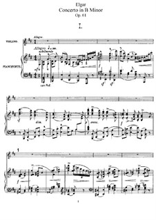 Concerto for Violin and Orchestra, Op.61: Version for violin and piano by Edward Elgar