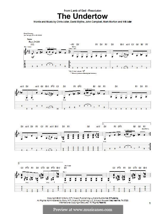 The Undertow (Lamb of God): For guitar with tab by Chris Adler, David Blythe, John Campbell, Mark Morton, Will Adler