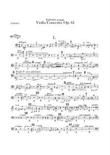 Concerto for Violin and Orchestra, Op.61: Timpani part by Edward Elgar