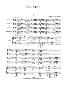 Piano Quintet in A Minor, Op.84: Full score by Edward Elgar