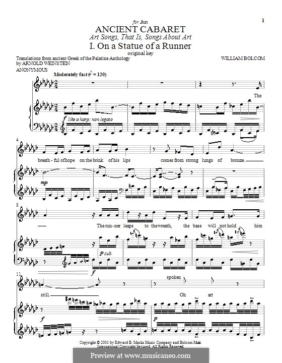 Ancient Cabaret: For voice and piano by William Bolcom