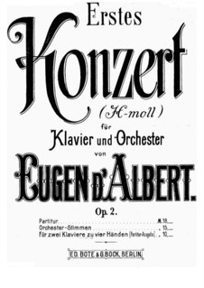 Piano Concerto No.1 in B Minor, Op.2: Version for two pianos four hands by Eugen d'Albert