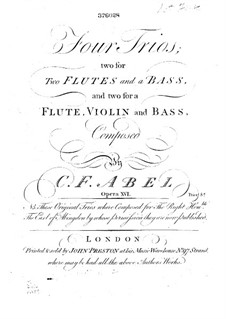 Four Trio Sonatas, Op.16: Flute I part by Carl Friedrich Abel