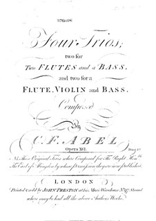 Four Trio Sonatas, Op.16: Flute II part and violin part by Carl Friedrich Abel