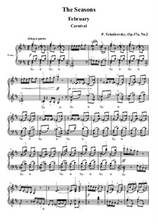 No.2 February (The Carnival): For piano (high quality sheet music) by Pyotr Tchaikovsky