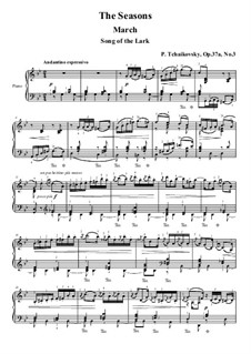 No.3 March (Song of the Lark): For piano (high quality sheet music) by Pyotr Tchaikovsky