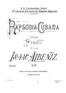 Rapsodia Cubana, Op.66: For piano by Isaac Albéniz