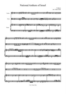 Hatikvah (With Hope): For violin, viola and piano by folklore