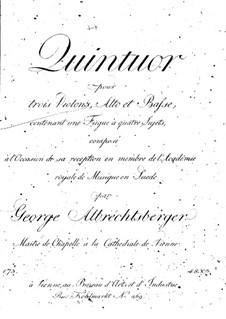 String Quintet: Parts by Johann Georg Albrechtsberger