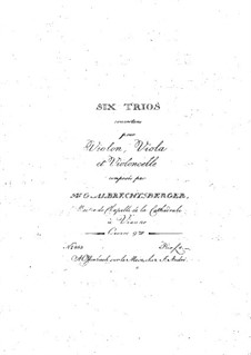 Six String Trios, Op.9: Violin part by Johann Georg Albrechtsberger