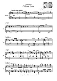 No.3 Clair de lune: For harp by Claude Debussy